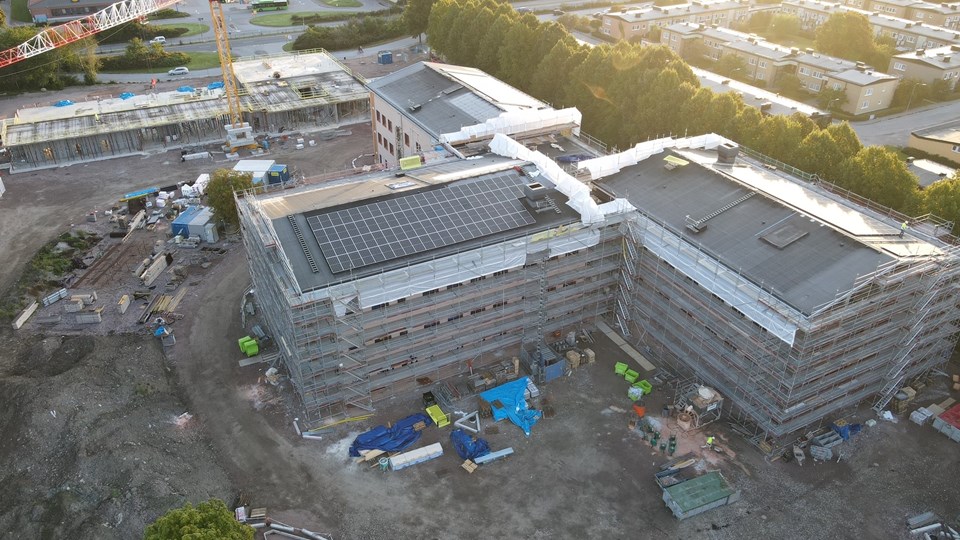 Bild på bygget av nya Kvarngärdeskolan 